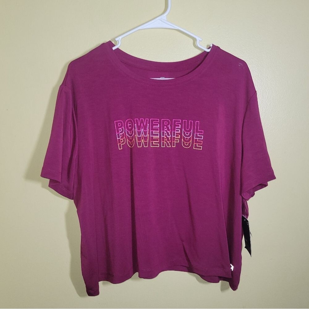 New Gap Fit Purple POWERFUL Athletic Crop Tee XXL